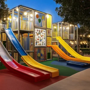 Los parques infantiles son espacios mágicos. Aquí, los niños pueden correr, saltar y jugar. Estas áreas son muy importantes para su desarrollo. Jugar al aire libre ayuda a los niños a ser más fuertes y felices. Además, aprender a jugar con otros les enseña a socializar.