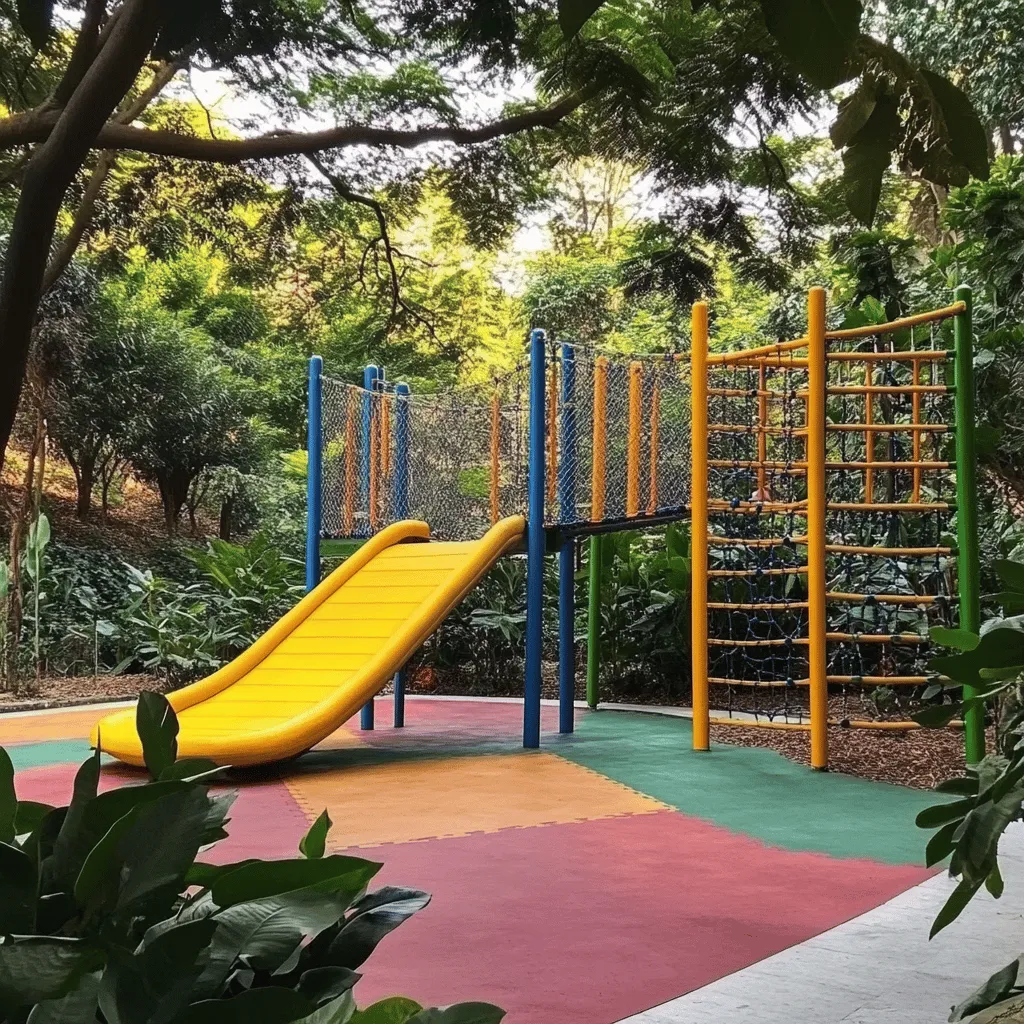 Las zonas de juegos infantiles son espacios diseñados para que los niños jueguen y aprendan. En estos lugares, los niños pueden explorar, correr y hacer nuevos amigos. El juego es vital para su desarrollo. Ayuda a los niños a ser más fuertes y a sentir más confianza.