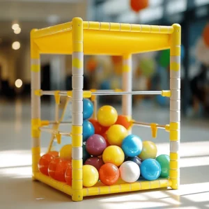 Un parque de bolas pequeño es un espacio de juego diseñado para niños. Este parque tiene una estructura compacta. En él, los niños pueden saltar, rodar y jugar. Las bolas de colores llenan el área, creando un ambiente divertido. Tiene escaleras y túneles que permiten a los niños explorar. Este tipo de parque es ideal para lugares pequeños o interiores. La seguridad es una parte clave de su diseño.
