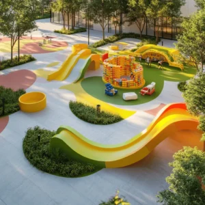 Los parques infantiles coloridos son un oasis de alegría y diversión. Los colores brillantes atraen a los niños y despiertan su curiosidad. Un parque bien diseñado puede ser un lugar mágico. Los colores influyen en cómo los niños ven el mundo. Ellos aprenden y juegan a través de sus experiencias.